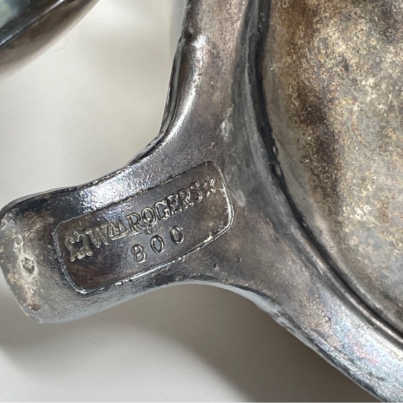 Antique WM Rogers 800 Silver Plate Footed Coffee Tea Pot, Creamer Serving Set - Picture 12 of 16